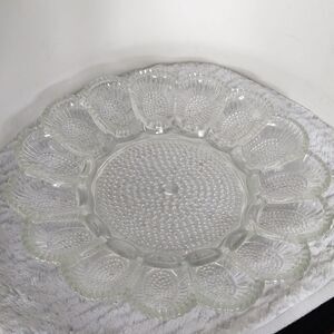 Vtg. Indiana Glass Hobnail Egg Platter